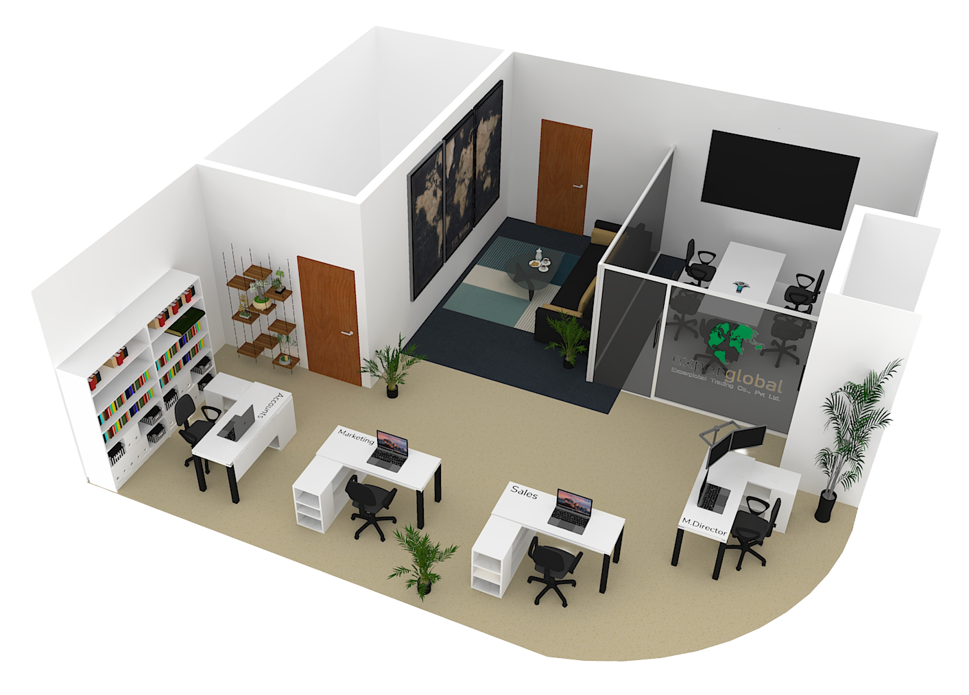 3D Office Render - View 2